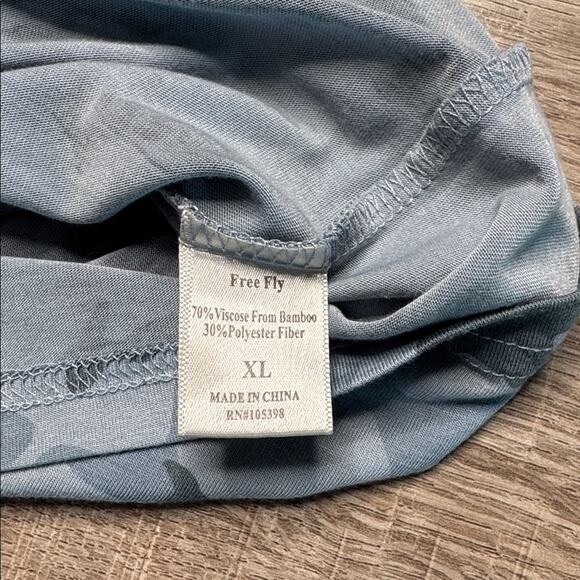 Pair of FREE FLY Men’s Blue Green Camo Lightweight Bamboo Long Sleeve T-Shirts - Picture 5 of 9